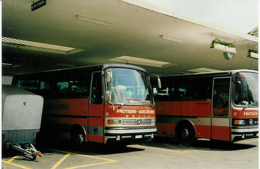 AFA Adelboden - Nr. 10/BE 26'701 - Setra (Jg. 1982/ex Frhlich, Zrich) im Mai 1989 beim Bahnhof Frutigen