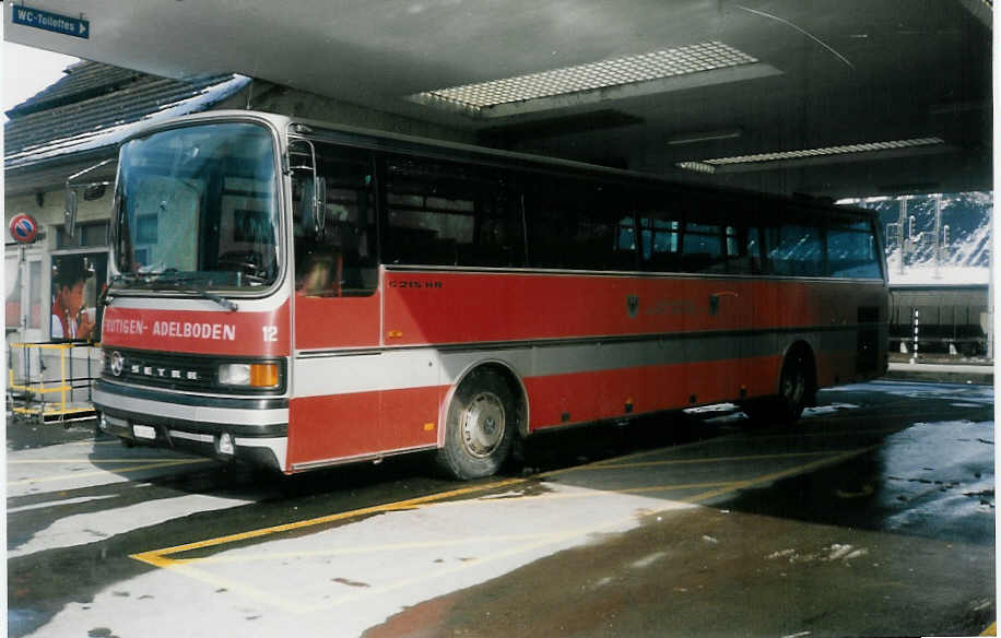AFA Adelboden - Nr. 12/BE 26'702 - Setra (Jg. 1985) am 27. Februar 1995 beim Bahnhof Frutigen