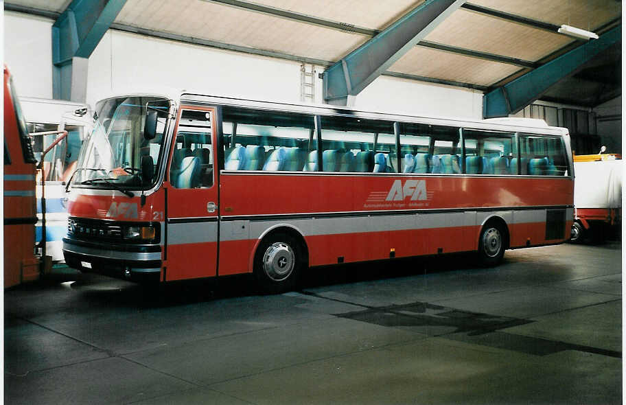 AFA Adelboden - Nr. 21/BE 21'181 - Setra (Jg. 1980) am 10. Oktober 1999 im Autobahnhof Adelboden