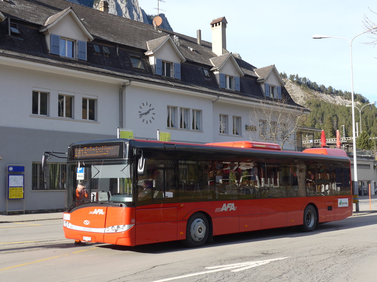 AFA Adelboden - Nr. 30/BE 26'703 - Solaris (Jg. 2014) am 22. Dezember 2014 beim Bahnhof Kandersteg