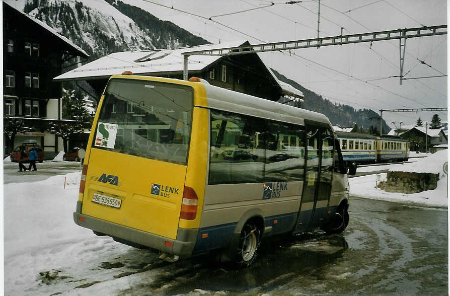 AFA Adelboden - Nr. 50/BE 538'550 - Mercedes (Jg. 2000/ex RRV Satigny) am 19. Februar 2006 beim Bahnhof Lenk