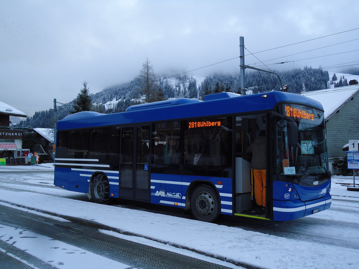 AFA Adelboden - Nr. 57/BE 272'798 - Scania/Hess (Jg. 2012) am 2. Januar 2013 beim Bahnhof Lenk