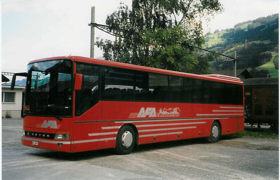 AFA Adelboden - Nr. 7/BE 26'707 - Setra (Jg. 1997) am 14. Juli 1998 beim Gterbahnhof Frutigen