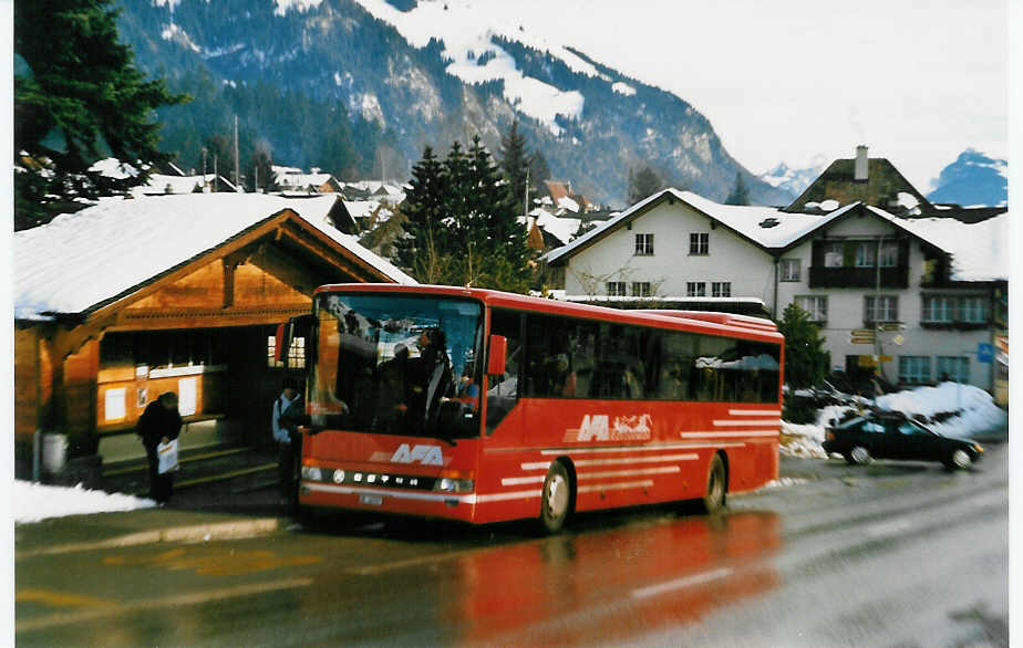 AFA Adelboden - Nr. 7/BE 26'707 - Setra (Jg. 1997) am 27. Februar 1999 in Frutigen, Marktplatz