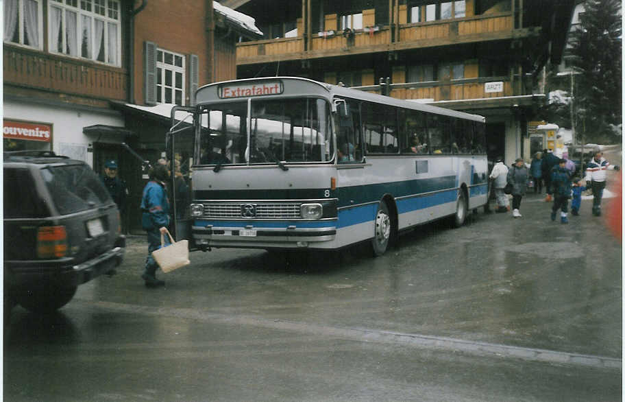 AFA Adelboden - Nr. 8/BE 26'708 - Setra (Jg. 1981/ex TPYG Yverdon Nr. 2) am 2. Januar 1997 in Adelboden, Kathrinenplatz