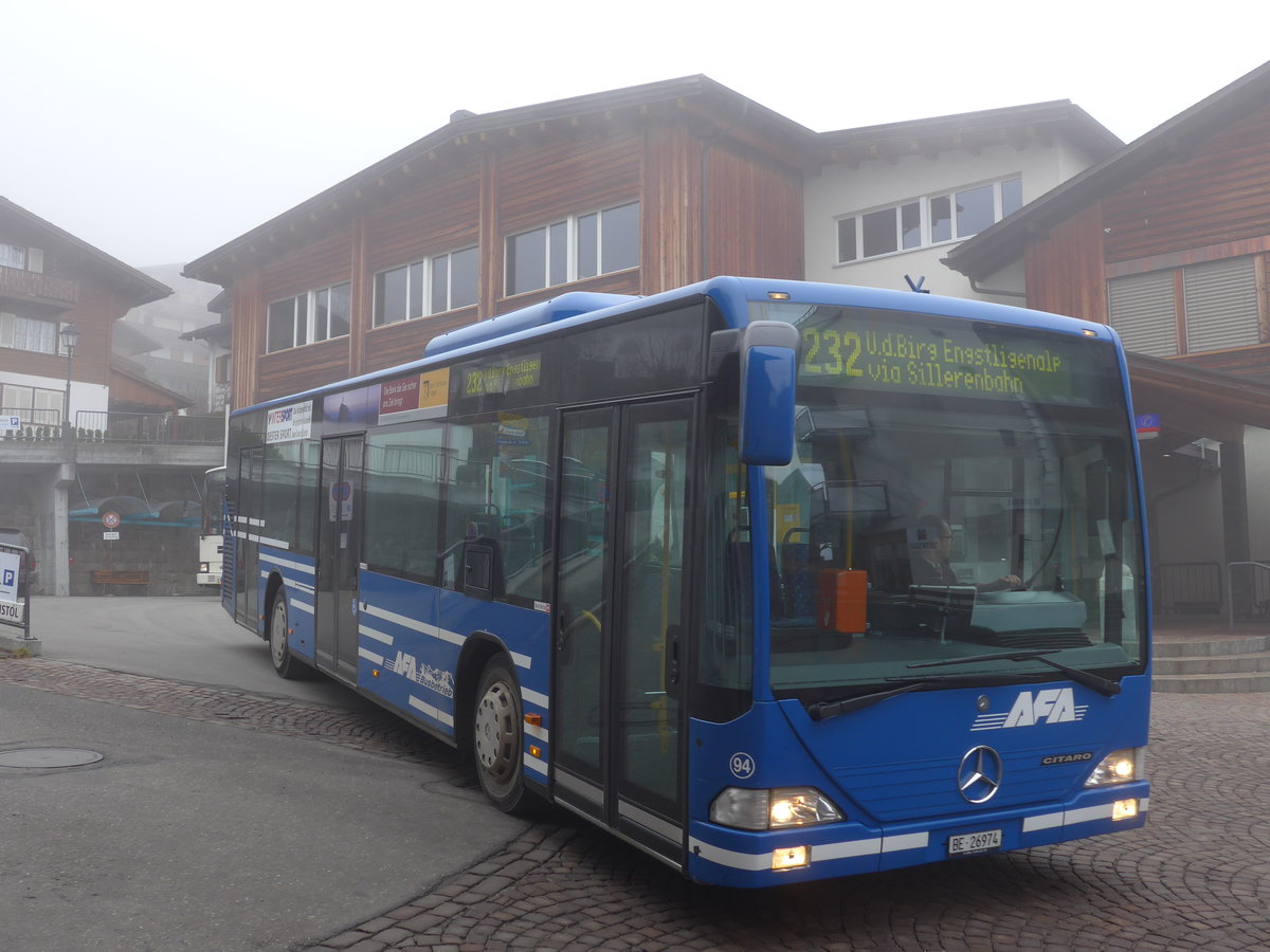 AFA Adelboden - Nr. 94/BE 26'974 - Mercedes (Jg. 2006) am 7. Dezember 2014 beim Autobahnhof Adelboden