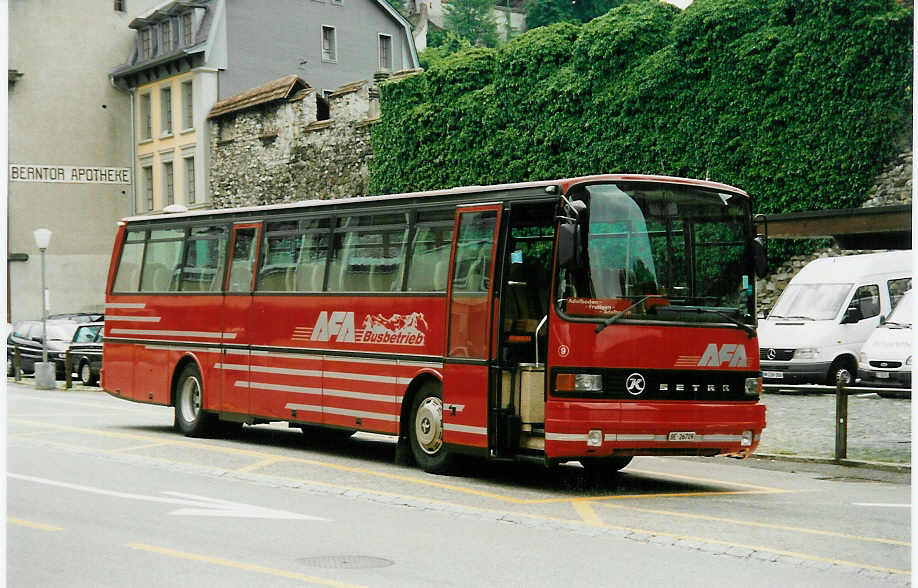 AFA Adelboden - Nr. 9/BE 26'709 - Setra (Jg. 1990) am 22. Juni 1999 in Thun, Berntor