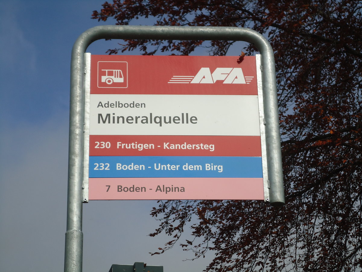AFA-Haltestelle - Adelboden, Mineralquelle - am 11. Oktober 2010