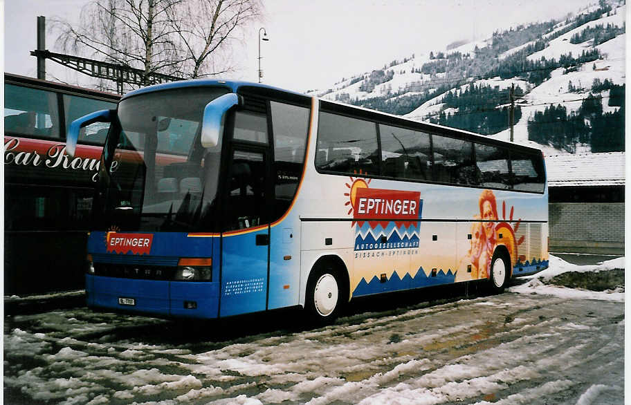 AGSE Eptingen - BL 7707 - Setra am 19. Februar 2000 beim Gterbahnhof Frutigen