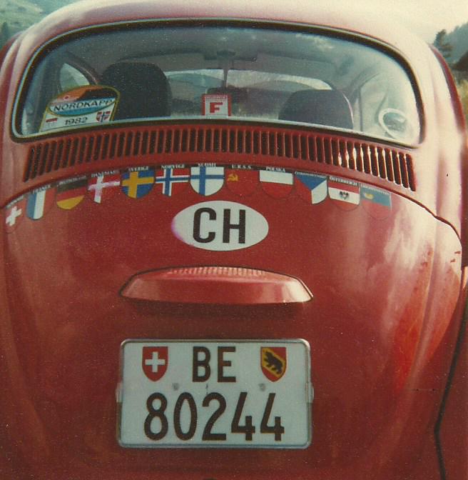 Bereiste Lnder mit dem VW-Kfer am 3. Juli 1982 in Adelboden