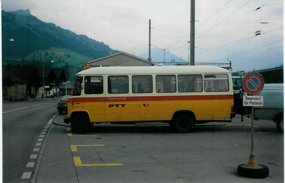 Geiger, Adelboden - Nr. 9/BE 152'056 - Mercedes am 19. Juli 1996 beim Bahnhof Reichenbach