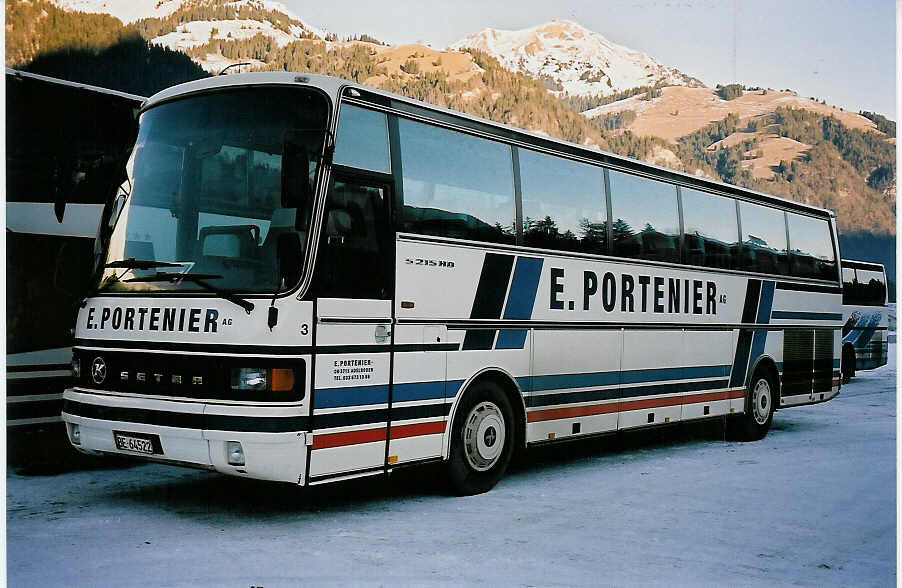 Portenier, Adelboden - Nr. 3/BE 64'522 - Setra am 6. Januar 2002 in Frutigen, Flugplatz