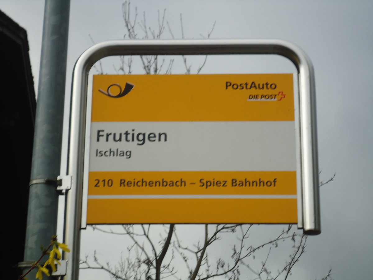 PostAuto-Haltestelle - Frutigen, Ischlag - am 6. April 2012