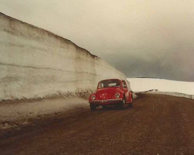VW-Kfer am Nordkap am 17. Juni 1982 in Norwegen