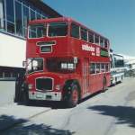 Bols-Cynar, Zrich - SO 20'000 - Lodekka (ex Londonbus) im April 1988 beim Autobahnhof Adelboden