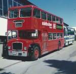 adelboden/478593/bols-cynar-zuerich---so-20000-- Bols-Cynar, Zrich - SO 20'000 - Lodekka (ex Londonbus) im April 1988 beim Autobahnhof Adelboden