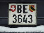 Alte Fahrzeugnummer - BE 3643 - am 7. Januar 2012 in Adelboden, Unter dem Birg