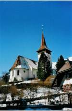 Die Kirche Frutigen im Mrz 1990