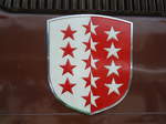 frutigen/545653/walliser-wappen-auf-der-bls-lokomotive---nr Walliser-Wappen auf der BLS-Lokomotive - Nr. 273 - am 30. Juni 2013 in Frutigen, 100 Jahre BLS